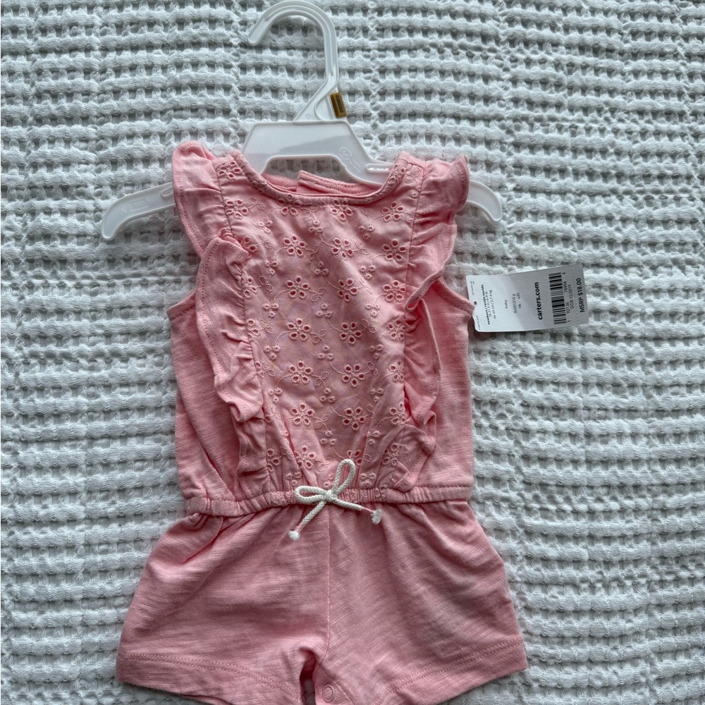 Carter's Pink Eyelet Ruffle Romper